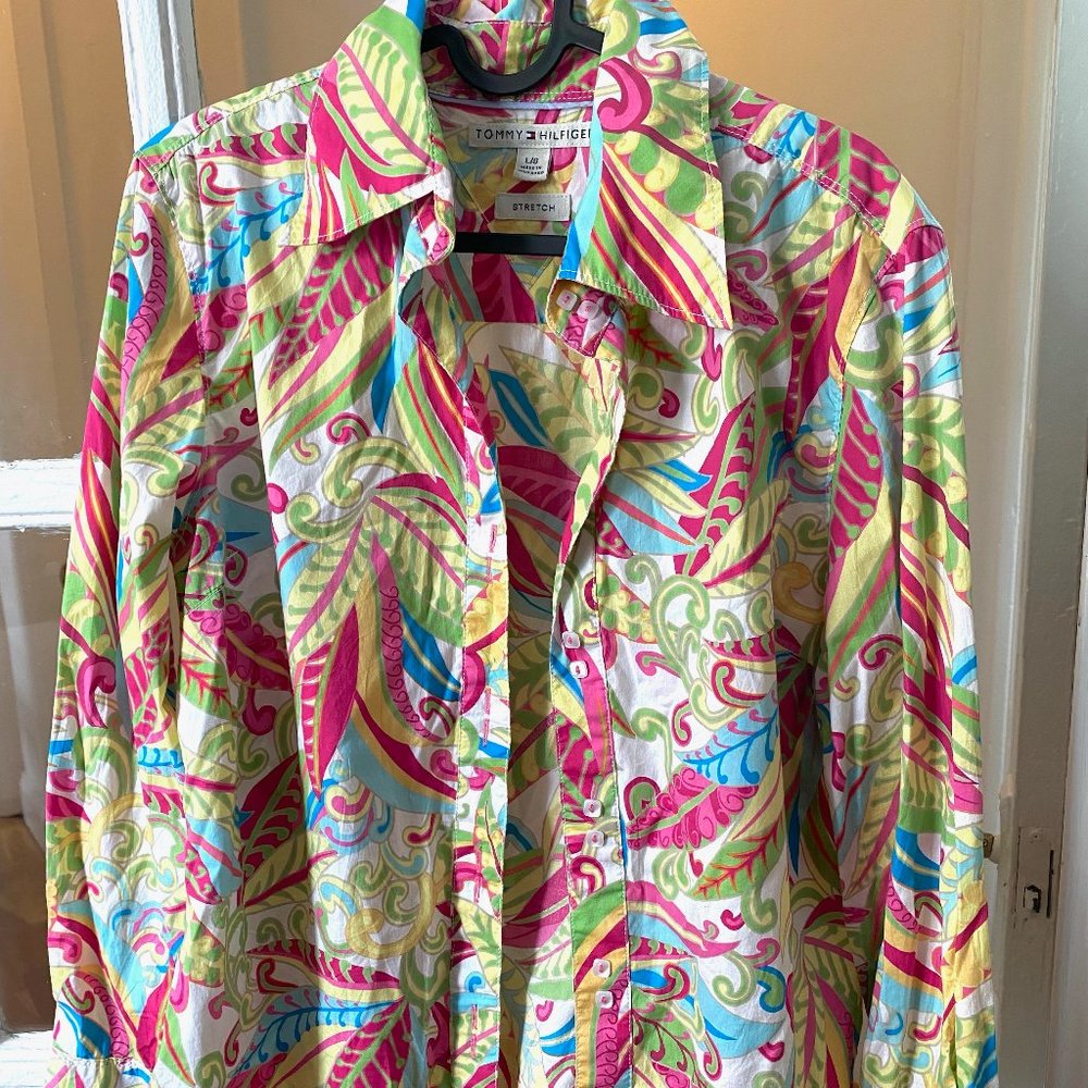 Y2k floral Tommy Hilfiger Button Down